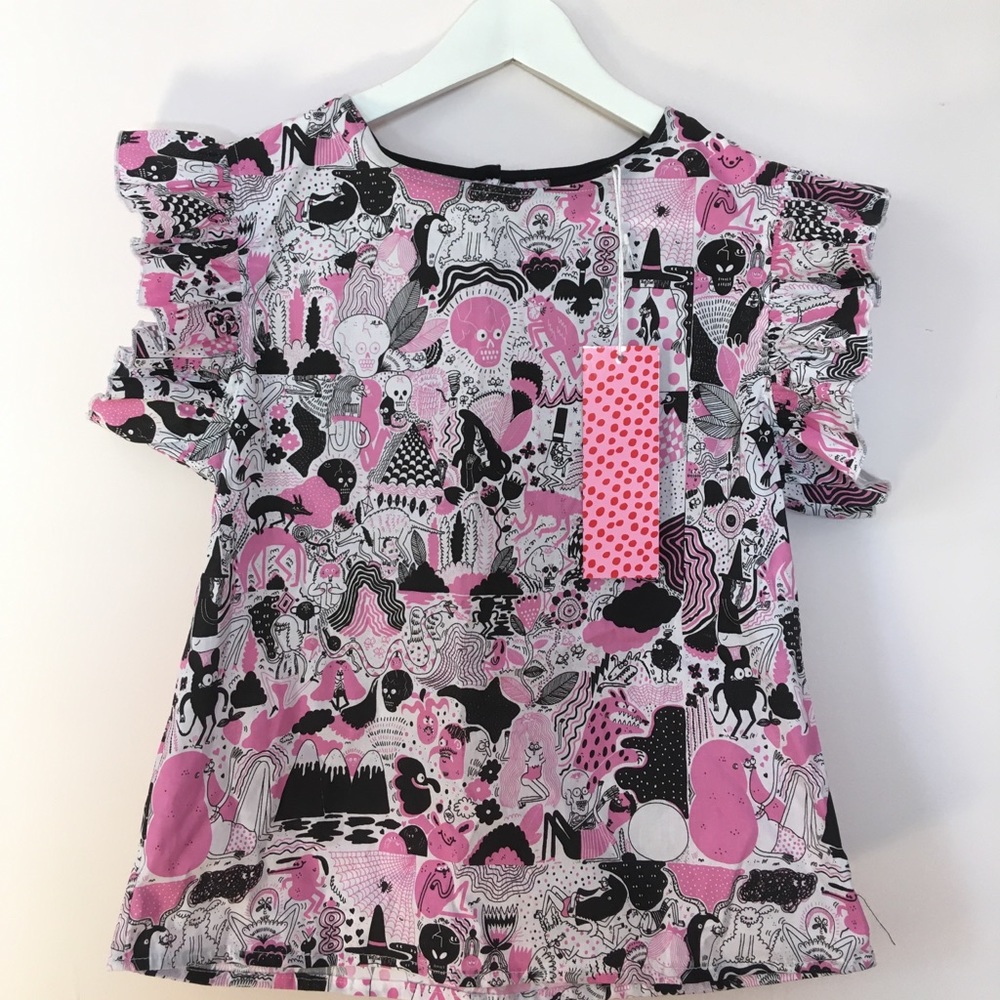 NOOWORKS Ruffle top in Howell print Medium size